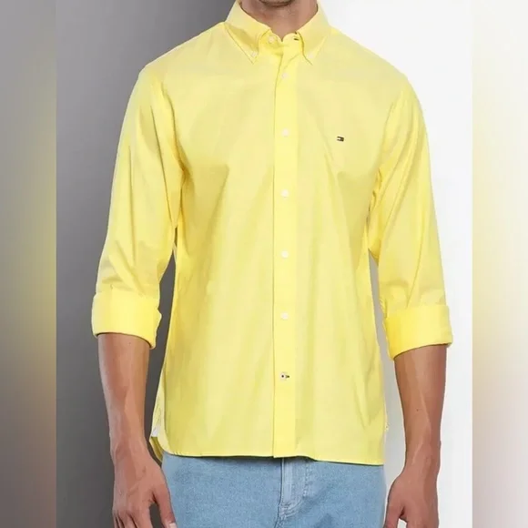 Tommy Hilfiger | Shirts | Tommy Hilfiger Mens Flex Stretch Regular Fit  Oxford Shirt Yellow Size M Nwt | Poshmark